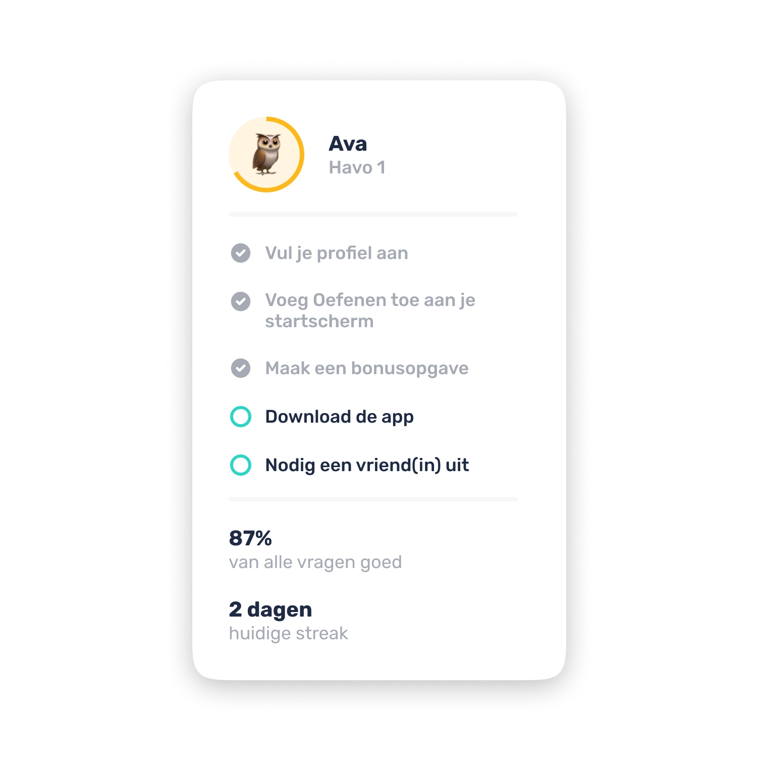 Close-up of a profile widget.