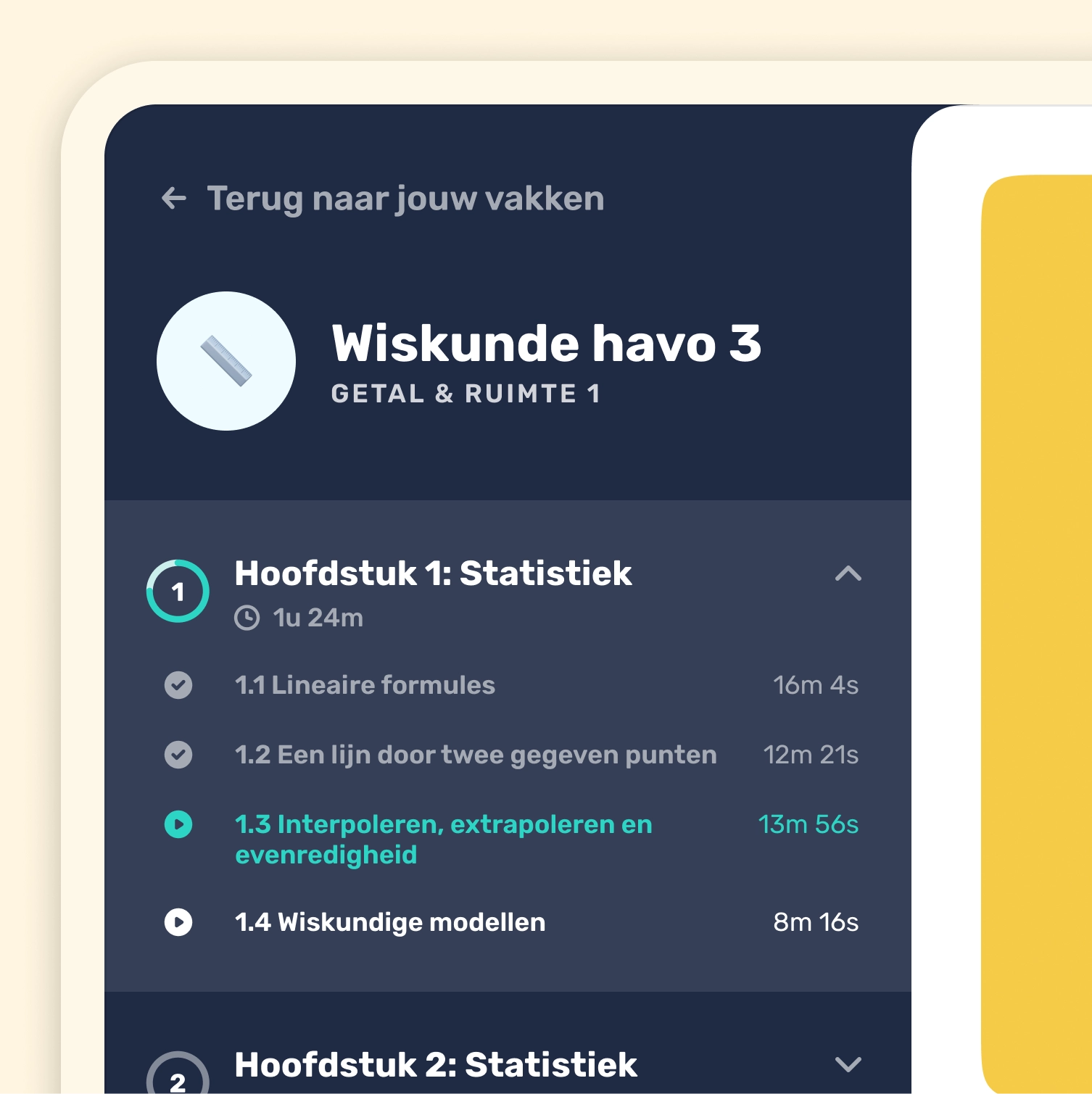 Close-up of a lesson index.